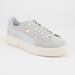 puma suede platform light blue